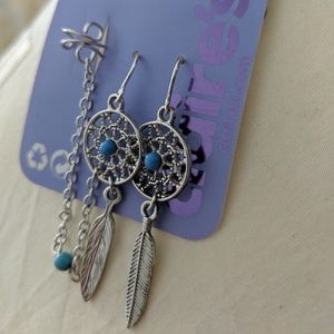 Brand New Dream Catcher Earrings with Ear Cuff